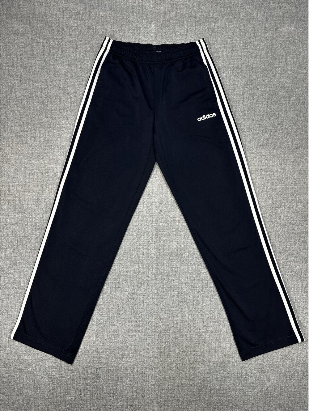 Adidas Pants Mens Medium Black 3 Stripe Track Athletic Joggers Training Soccer